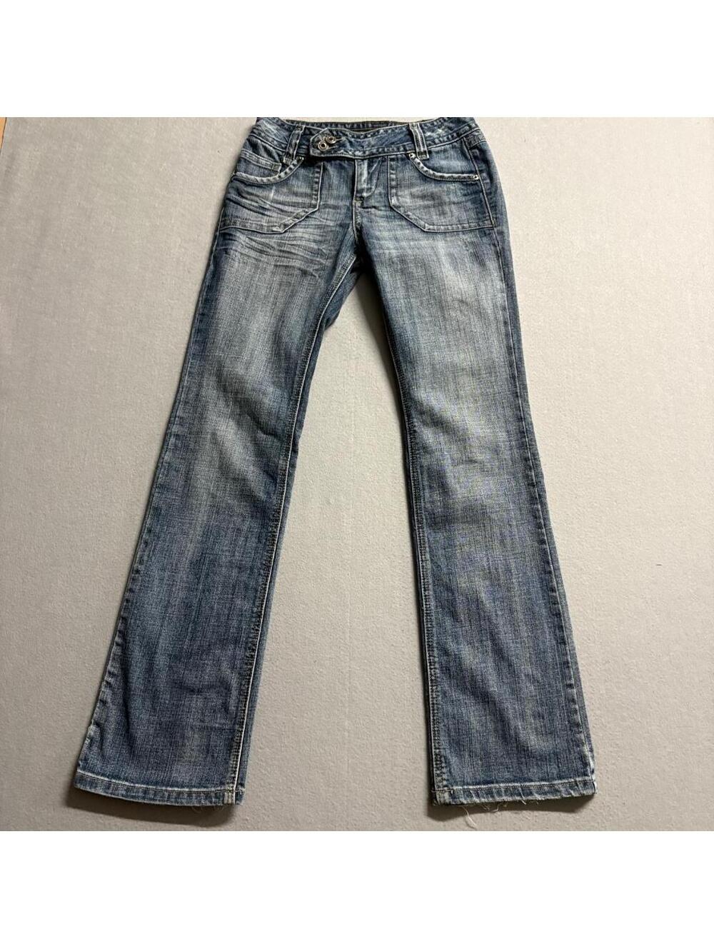 Mudd Jeans Womens Size 3 Blue Denim Low Rise Bootcut Embroidered Pockets Y2K